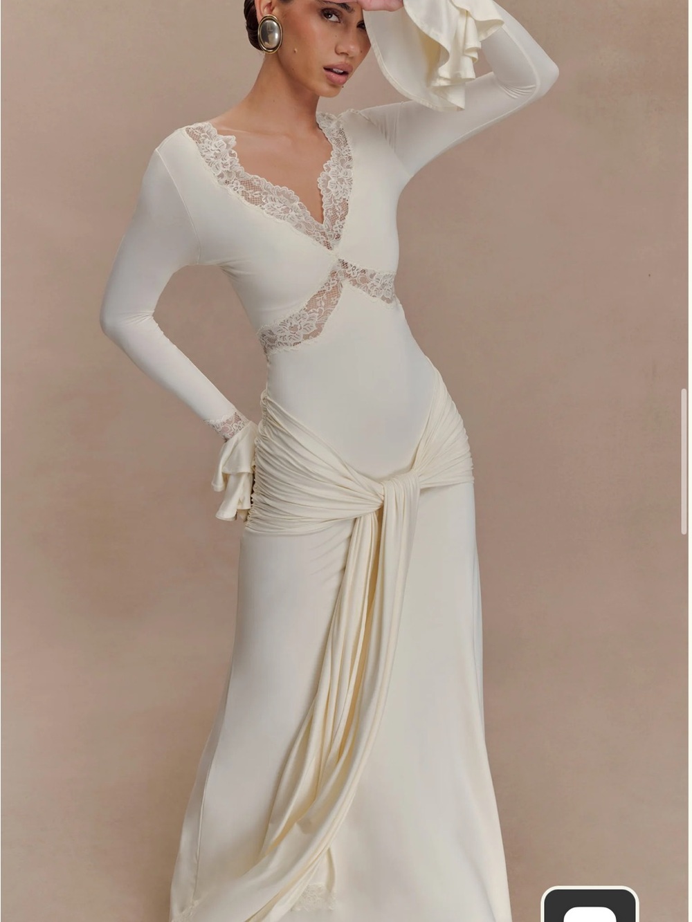 Meshki Electra Slinky Lace Maxi Dress - Ivory - Picture 4 of 4
